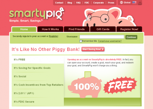 SmartyPig Savings mājas lapa