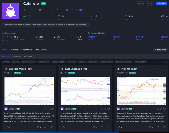 Tampilan Trading Coinrule