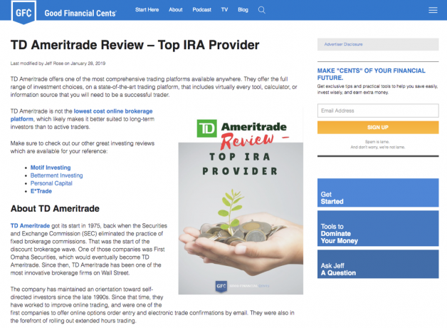 „TD Ameritrade Review“ ekrano kopija