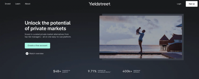 Yieldstreet honlapja