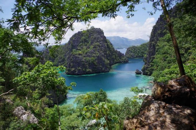 Den naturlige scenen ved Kayangan Lake i Coron -området på Filippinene er så pittoresk at du ikke kan la være å beundre den.