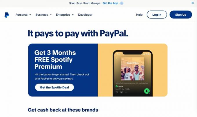 PayPal-startpagina 