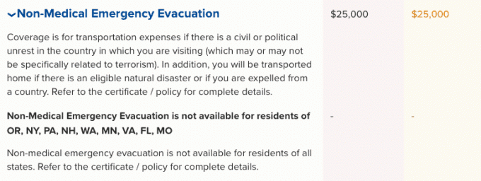 गैर-चिकित्सा आपातकालीन निकासी सीमाएं