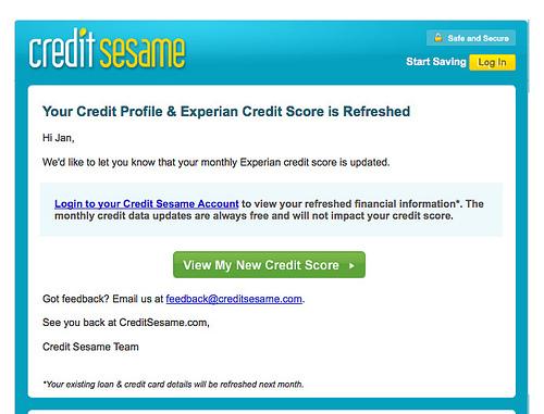 Обновления электронной почты Credit Sesame