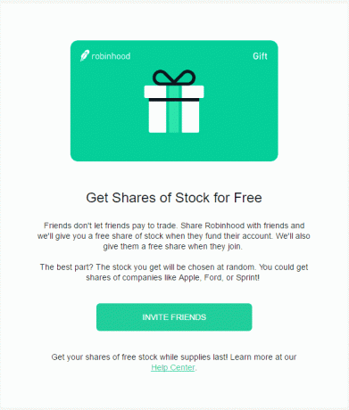 „Robinhood Free Stock“ pasiūlymas